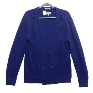 Gant Cardigan Mens Medium Blue Double Breasted The Doubler Alpaca Cotton Sweater